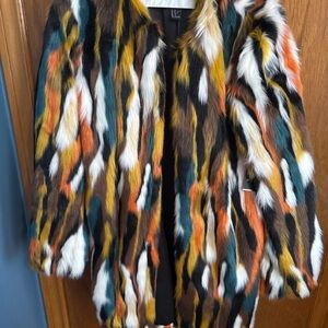 Multicolor Faux Fur Coat